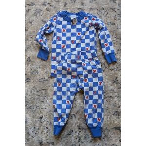 Hanna Andersson Long Pajama Set Checkered Hearts Size 2T